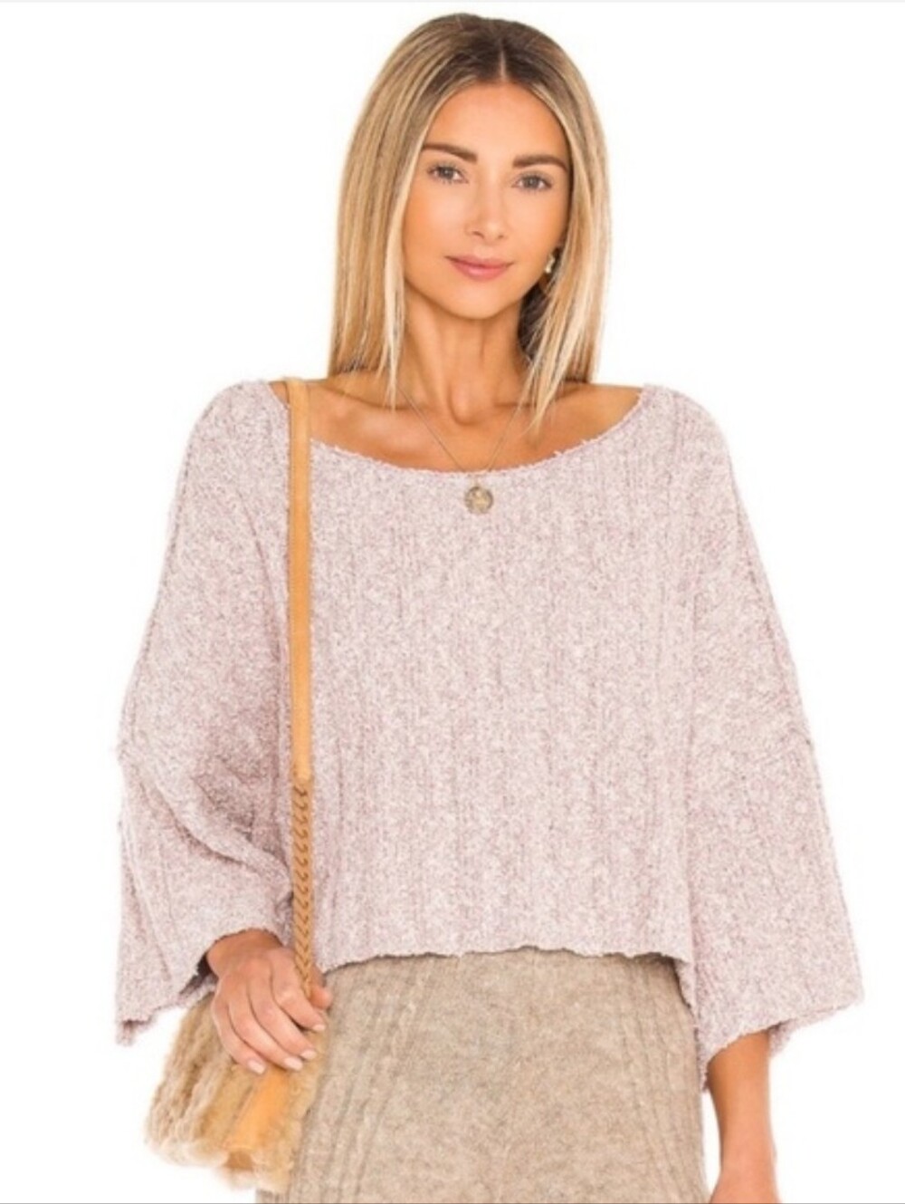 Free People Good Day Wool Blend Cropped Chunky Knit Sweater In Dusty Rose